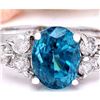 Image 1 : 6.40 CTW Natural Zircon 18K Solid White Gold Diamond Ring