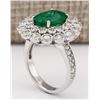 Image 3 : 4.43 CTW Natural Emerald And Diamond Ring In 14k White Gold