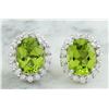 Image 1 : 4.72 CTW Peridot 18K White Gold Diamond Earrings