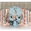 Image 1 : 3.66 CTW Natural Aquamarine And Diamond Ring In 14K Rose Gold