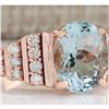 Image 2 : 3.66 CTW Natural Aquamarine And Diamond Ring In 14K Rose Gold