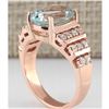 Image 3 : 3.66 CTW Natural Aquamarine And Diamond Ring In 14K Rose Gold