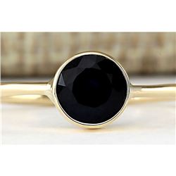 1.00 CTW Natural Blue Sapphire Ring In 18K Yellow Gold