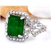 Image 2 : 4.43 CTW Natural Emerald 18K Solid White Gold Diamond Ring
