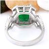 Image 3 : 4.43 CTW Natural Emerald 18K Solid White Gold Diamond Ring