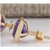 Image 2 : 3.00 CTW Natural Amethyst Earrings 18K Solid Yellow Gold