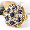 Image 2 : 7.50 CTW Natural Sapphire 18K Solid Yellow Gold Diamond Ring