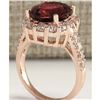 Image 3 : 5.50CTW Natural Red Tourmaline And Diamond Ring 18K Solid Rose Gold
