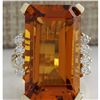 Image 1 : 19.30 CTW Natural Madeira Citrine And Diamond Ring 18K Solid Yellow Gold