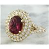 Image 2 : 2.43 CTW Tourmaline 14K yellow Gold Diamond Ring
