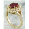 Image 3 : 2.43 CTW Tourmaline 14K yellow Gold Diamond Ring