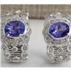 Image 1 : 4.20 CTW Natural Tanzanite And Diamond Earrings 14K Solid White Gold