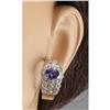 Image 3 : 4.20 CTW Natural Tanzanite And Diamond Earrings 14K Solid White Gold