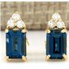 Image 1 : 2.15 CTW Natural Topaz And Diamond Earrings 14k Solid Yellow Gold