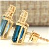 Image 2 : 2.15 CTW Natural Topaz And Diamond Earrings 14k Solid Yellow Gold