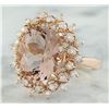 Image 2 : 6.01 CTW Morganite 14K Rose Gold Diamond Gold Ring