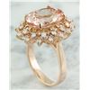 Image 5 : 6.01 CTW Morganite 14K Rose Gold Diamond Gold Ring