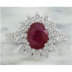 3.20 CTW Ruby 18K White Gold Diamond Ring