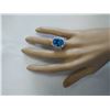 Image 4 : 13.02 CTW Natural Blue Topaz And Diamond Ring In 14k Yellow Gold