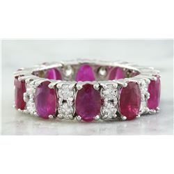 7.50 CTW Ruby 18K White Gold Diamond Eternity Ring