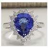 Image 1 : 3.86 CTW Natural Blue Tanzanite And Diamond Ring 14K Solid White Gold