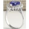 Image 3 : 3.86 CTW Natural Blue Tanzanite And Diamond Ring 14K Solid White Gold
