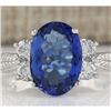 Image 1 : 5.11 CTW Natural Tanzanite And Diamond Ring In 18K White Gold