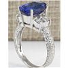 Image 3 : 5.11 CTW Natural Tanzanite And Diamond Ring In 18K White Gold