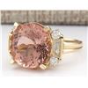 Image 2 : 10.28 CTW Natural Morganite And Diamond Ring In 14k Solid Yellow Gold