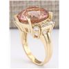 Image 3 : 10.28 CTW Natural Morganite And Diamond Ring In 14k Solid Yellow Gold