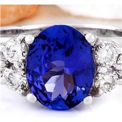 3.01 CTW Natural Tanzanite 18K Solid White Gold Diamond Ring
