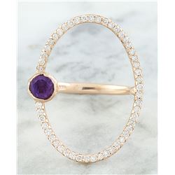 0.60 CTW Amethyst 18K Rose Gold Diamond Ring