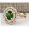 Image 2 : 2.25 CTW Natural Tsavorite And Diamond Ring In 18K Yellow Gold