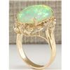 Image 3 : 6.42 CTW Natural Opal And Diamond Ring 14K Solid Yellow Gold