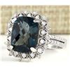 Image 2 : 7.42 CTW Natural London Blue Topaz And Diamond Ring In14k Solid White Gold