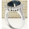 Image 3 : 7.42 CTW Natural London Blue Topaz And Diamond Ring In14k Solid White Gold