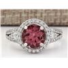 Image 1 : 2.79 CTW Natural Pink Tourmaline And Diamond Ring 18K Solid White Gold