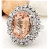 Image 2 : 10.68 CTW Natural Morganite 14K Solid White Gold Diamond Ring