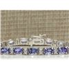Image 1 : 11.01 CTW Natural Tanzanite And Dimond Bracelet In 14k Solid White Gold