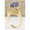 Image 3 : 4.62 CTW Natural Tanzanite And Diamond Ring In 18K Yellow Gold