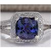 Image 1 : 3.67 CTW Natural Blue Tanzanite And Diamond Ring In 14K Solid White Gold