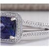 Image 2 : 3.67 CTW Natural Blue Tanzanite And Diamond Ring In 14K Solid White Gold