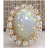 Image 1 : 8.03 CTW Natural Ethiopian Opal And Diamond Ring In 14K Solid Yellow Gold