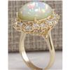 Image 3 : 8.03 CTW Natural Ethiopian Opal And Diamond Ring In 14K Solid Yellow Gold