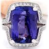 Image 1 : 15.19 CTW Natural Tanzanite 14K Solid White Gold Diamond Ring