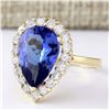 Image 2 : 5.19 CTW Natural Tanzanite And Diamond Ring In 18K Yellow Gold