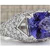 Image 2 : 6.32 CTW Natural Tanzanite And Diamond Ring In 18K Solid White Gold