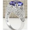 Image 3 : 6.32 CTW Natural Tanzanite And Diamond Ring In 18K Solid White Gold