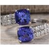 Image 1 : 3.33 CTW Natural Blue Tanzanite And Diamond Ring In 18K Solid White Gold