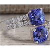 Image 2 : 3.33 CTW Natural Blue Tanzanite And Diamond Ring In 18K Solid White Gold